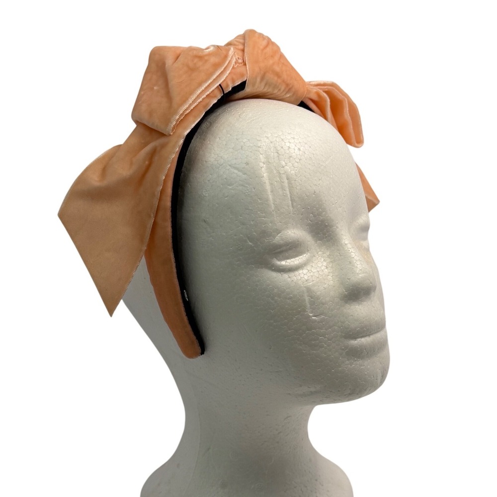 Lele Sadoughi Peach Velvet Bow Headband